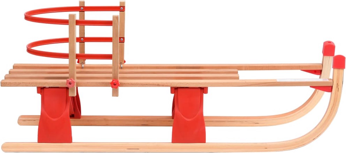 Vidaxl Sneeuwslee Met Rugleuning Inklapbaar 110 Cm Hout - Rood