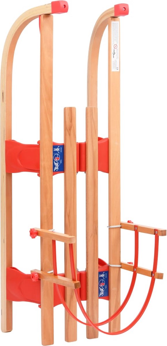 Vidaxl Sneeuwslee Met Rugleuning Inklapbaar 110 Cm Hout - Rood