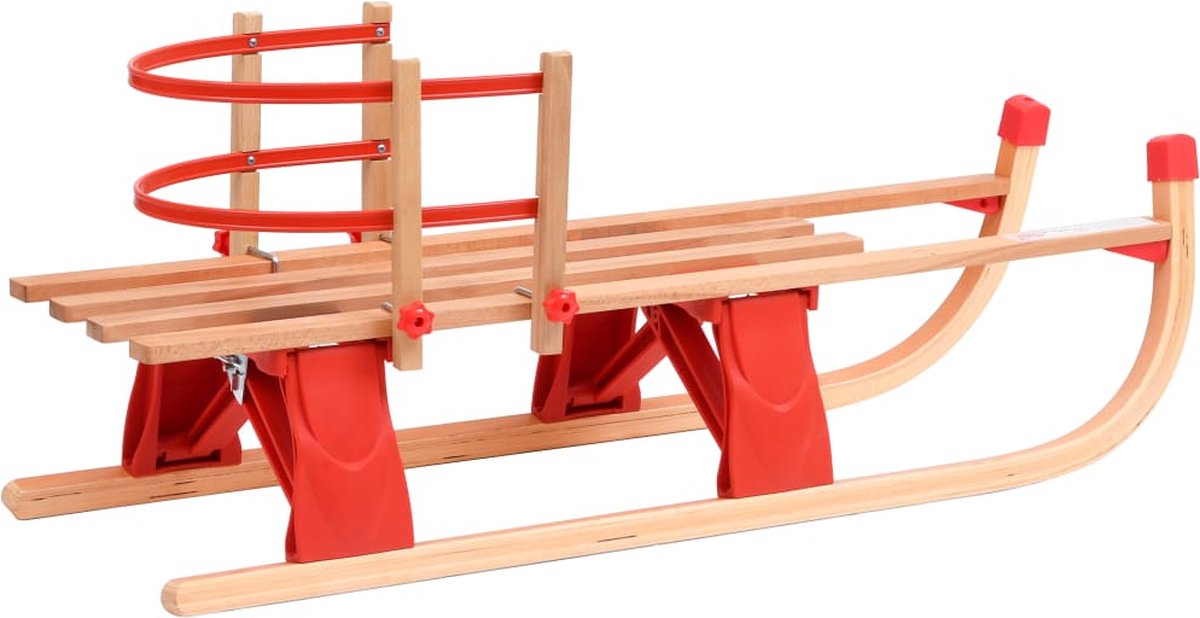 Vidaxl Sneeuwslee Met Rugleuning Inklapbaar 110 Cm Hout - Rood