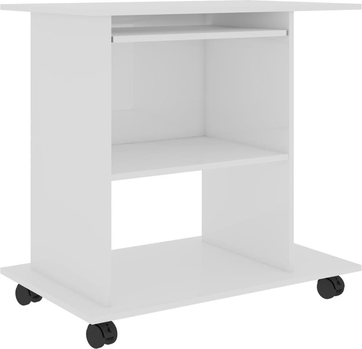 Vidaxl Computerbureau 80x50x75 Cm Spaanplaat Hoogglans - Wit