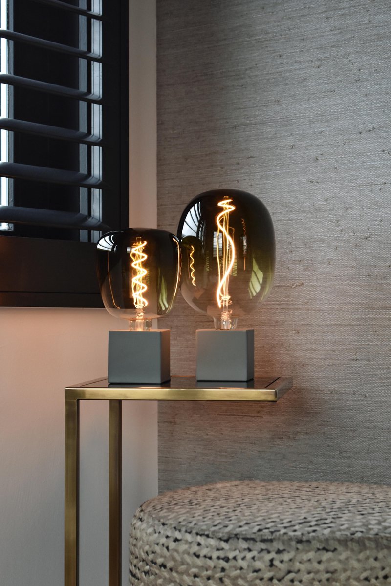 Calex - Led Tafellamp - Tafelverlichting - Raho - E27 Fitting - Vierkant - Beton - Kunststof - Grijs