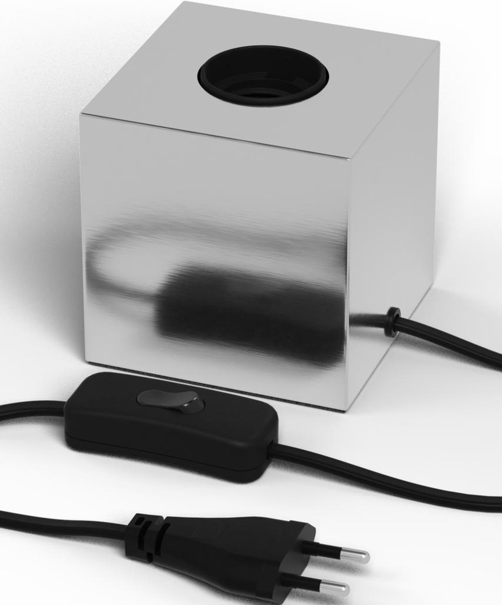 Calex - Led Tafellamp - Tafelverlichting - Raho - E27 Fitting - Vierkant - Mat - Aluminium - Silver