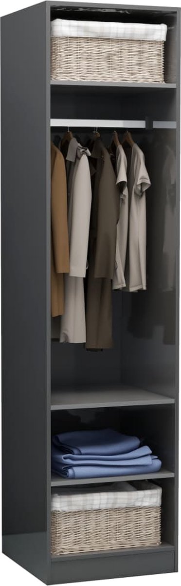 Vidaxl Kledingkast 50x50x200 Cm Spaanplaat Hoogglans - Grijs