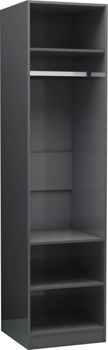 Vidaxl Kledingkast 50x50x200 Cm Spaanplaat Hoogglans - Grijs