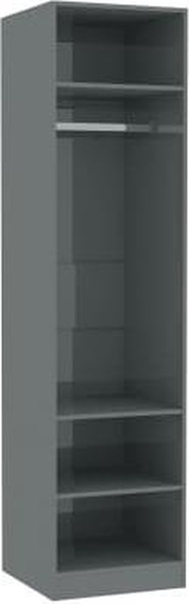 Vidaxl Kledingkast 50x50x200 Cm Spaanplaat Hoogglans - Grijs