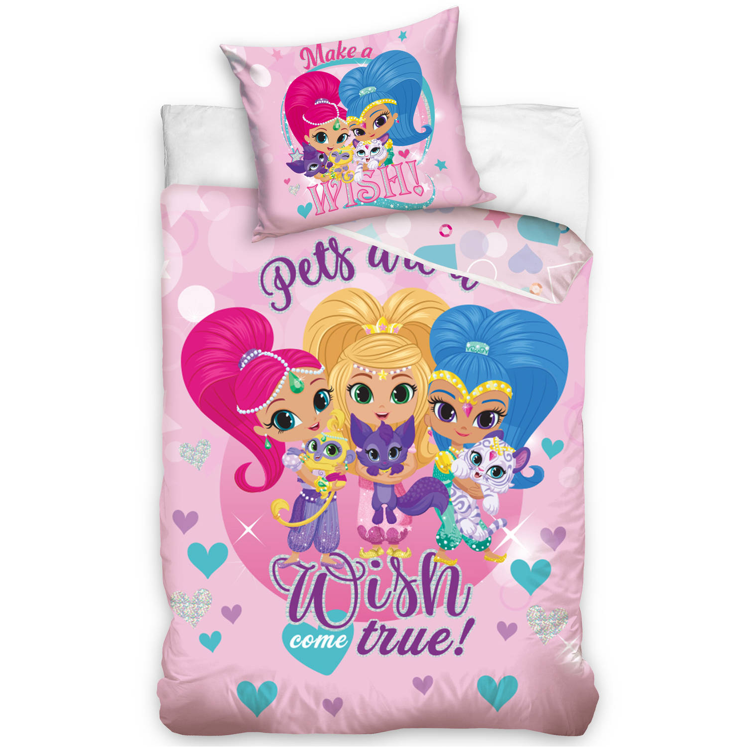 Shimmer And Shine Dekbedovertrek Wish - Eenpersoons - 140 X 200 Cm - Katoen - Roze