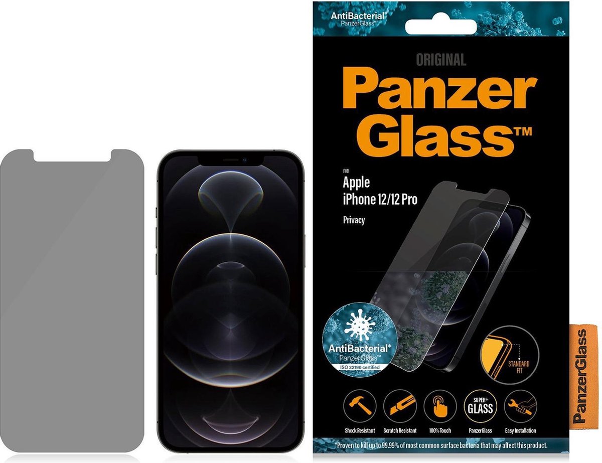 PanzerGlass Case Friendly Apple iPhone 12 / 12 Pro Privacy Screenprotector Glas - Zwart
