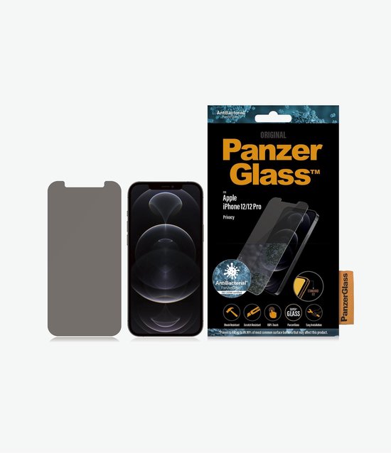 PanzerGlass Case Friendly Apple iPhone 12 / 12 Pro Privacy Screenprotector Glas - Zwart