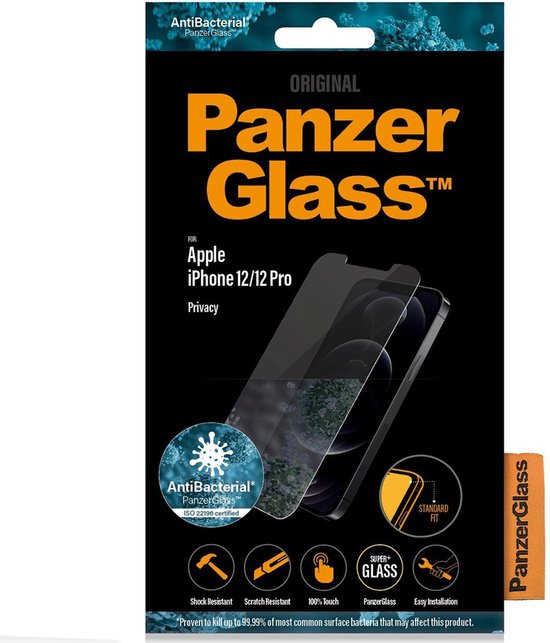 PanzerGlass Case Friendly Apple iPhone 12 / 12 Pro Privacy Screenprotector Glas - Zwart