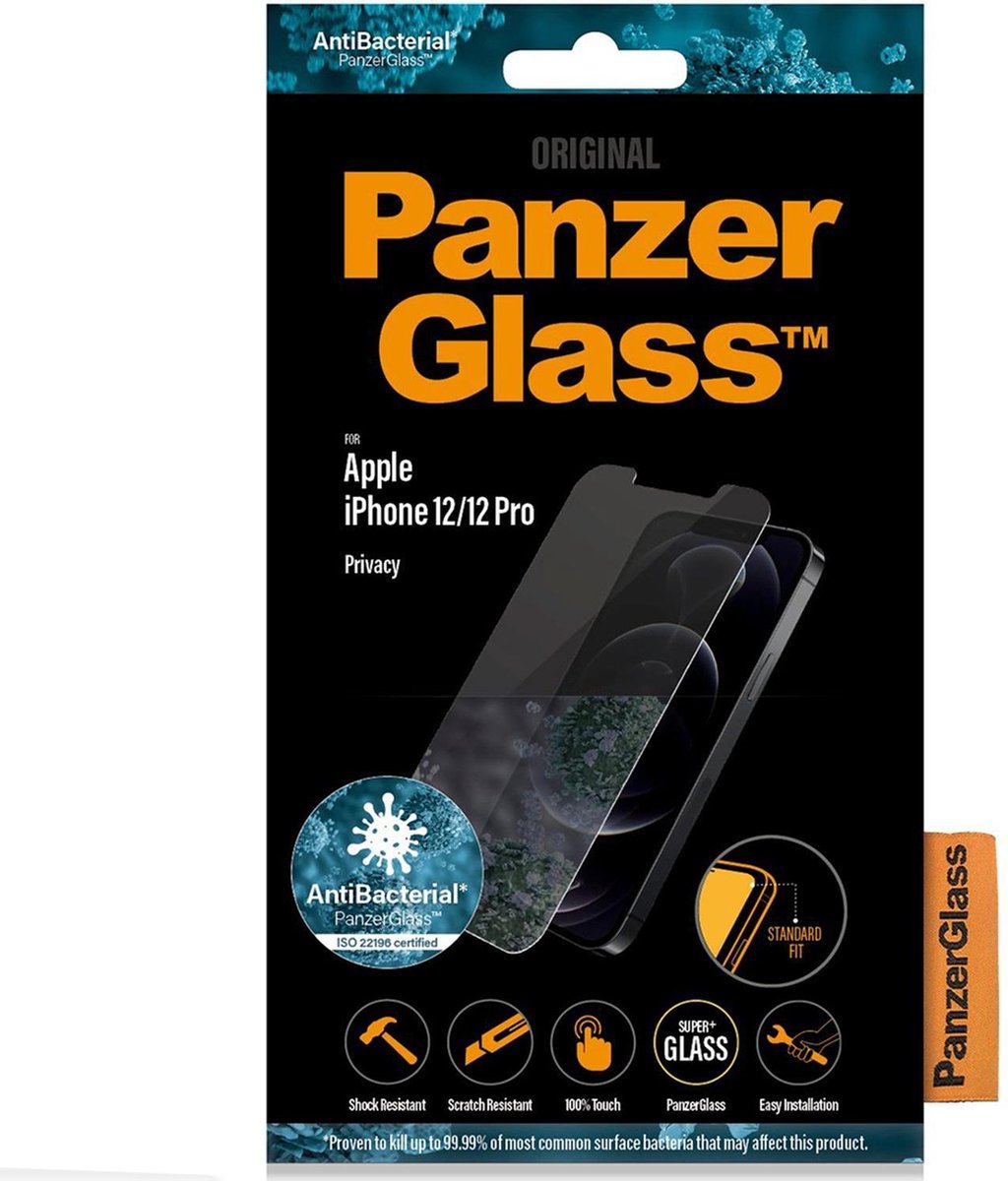 PanzerGlass Case Friendly Apple iPhone 12 / 12 Pro Privacy Screenprotector Glas - Zwart
