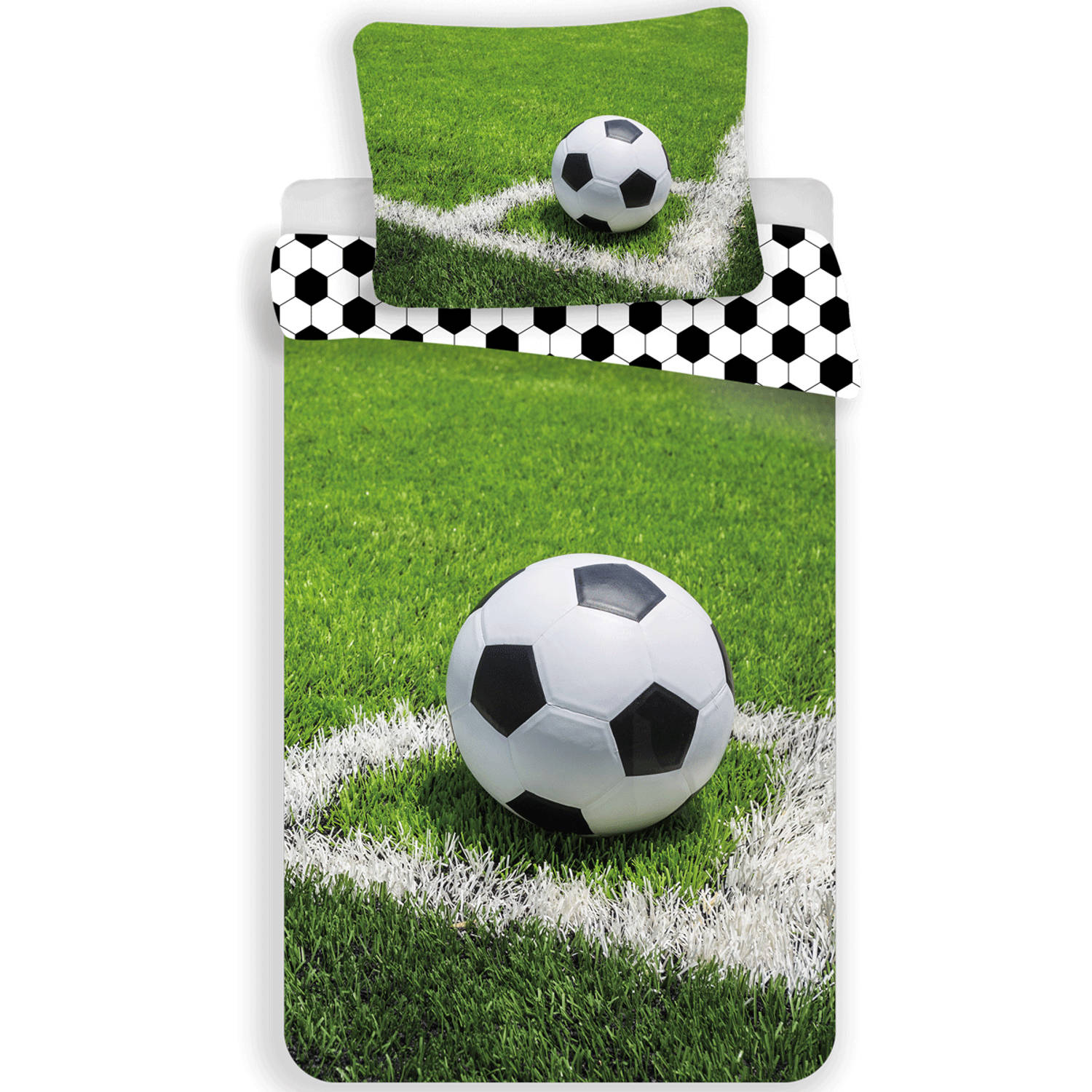 Voetbal Dekbedovertrek Corner - Eenpersoons - 140 X 200 Cm - - Groen