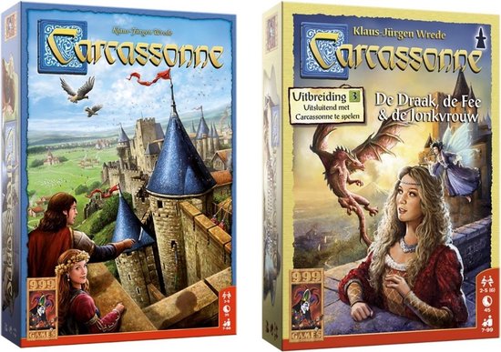 999Games Spellenbundel - Bordspel - 2 Stuks - Carcassonne & Carcassonne: De Draak, De Fee En De Jonkvrouw