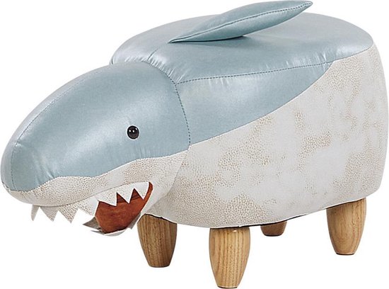 Beliani Shark Hocker Polyester 32 X 67 Cm - Blauw