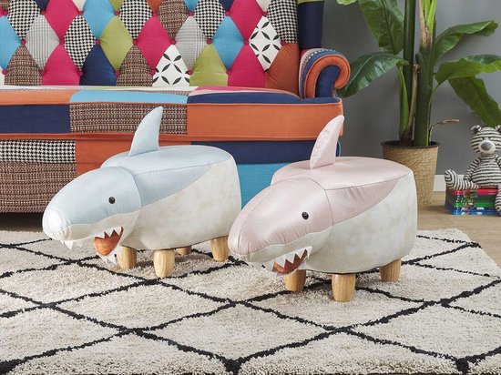 Beliani Shark Hocker Polyester 32 X 67 Cm - Blauw
