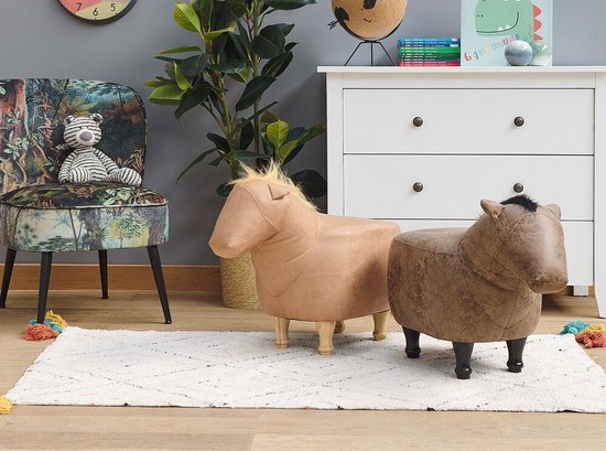 Beliani Horse Hocker Polyester 32 X 64 Cm - Beige