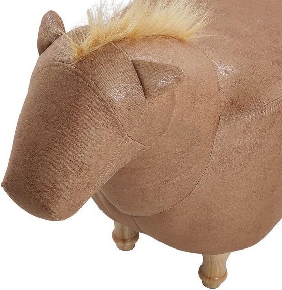 Beliani Horse Hocker Polyester 32 X 64 Cm - Beige