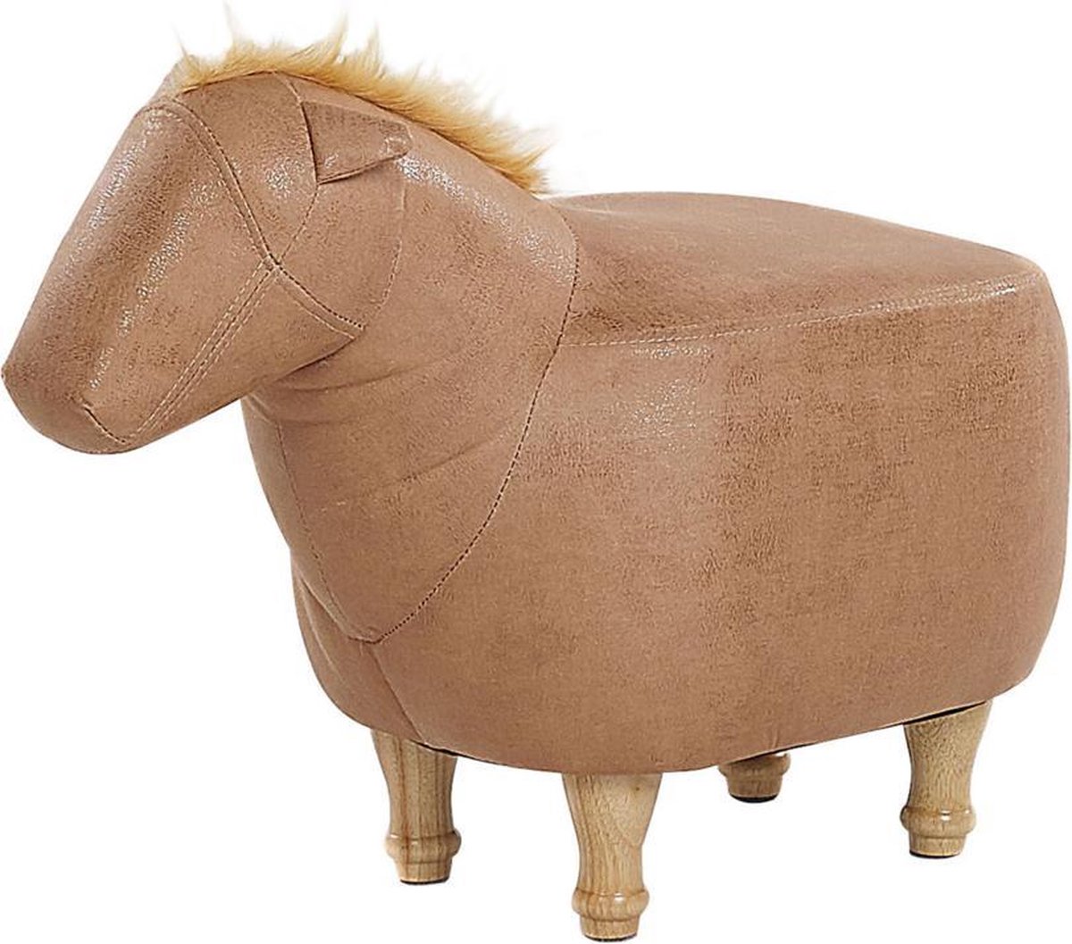 Beliani Horse Hocker Polyester 32 X 64 Cm - Beige