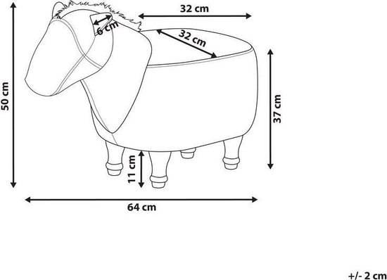 Beliani Horse Hocker Polyester 32 X 64 Cm - Beige