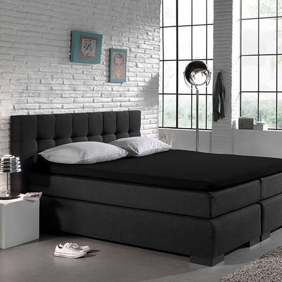Sleeptime Hsl Hc Splittopper Katoen Black 180x220 - Zwart