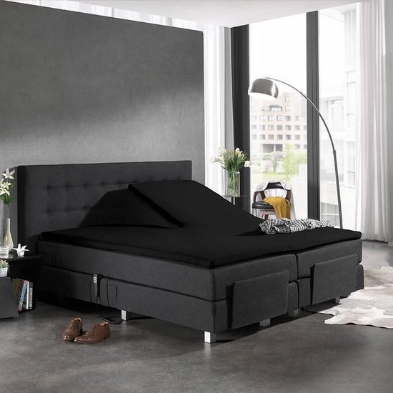 Sleeptime Hsl Hc Splittopper Katoen Black 180x220 - Zwart