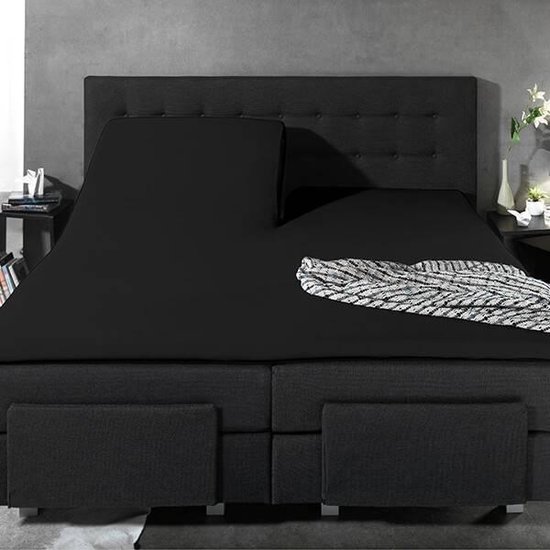Sleeptime Hsl Hc Splittopper Katoen Black 180x220 - Zwart