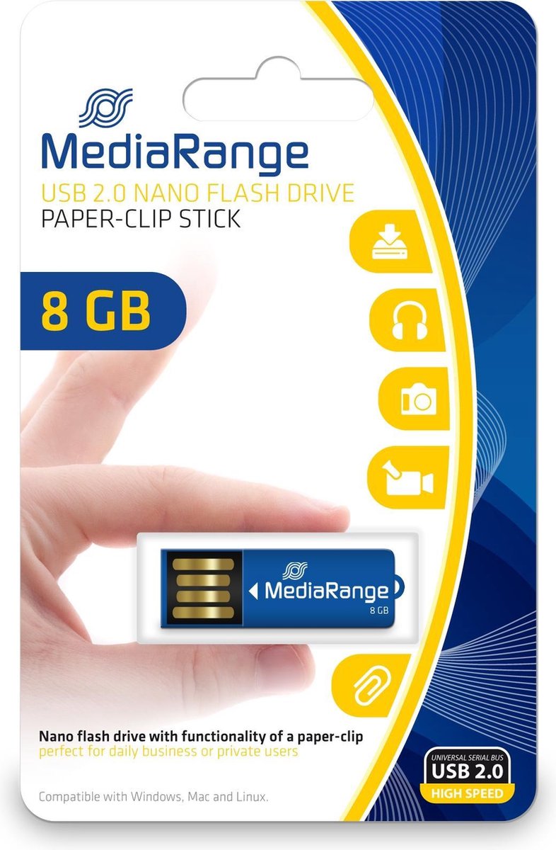 MediaRange MR975 USB flash drive 8 GB USB Type-A 2.0 - Blauw