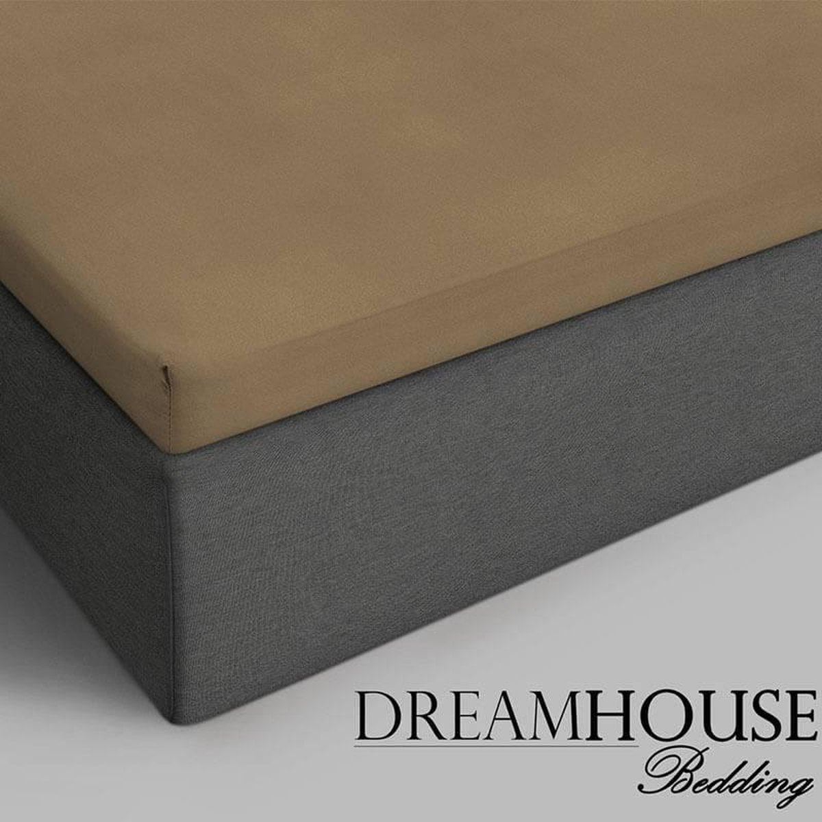Dreamhouse Katoen Topper Hoeslaken - 100% Katoen - Lits-jumeaux (160x220 Cm) - Taupe