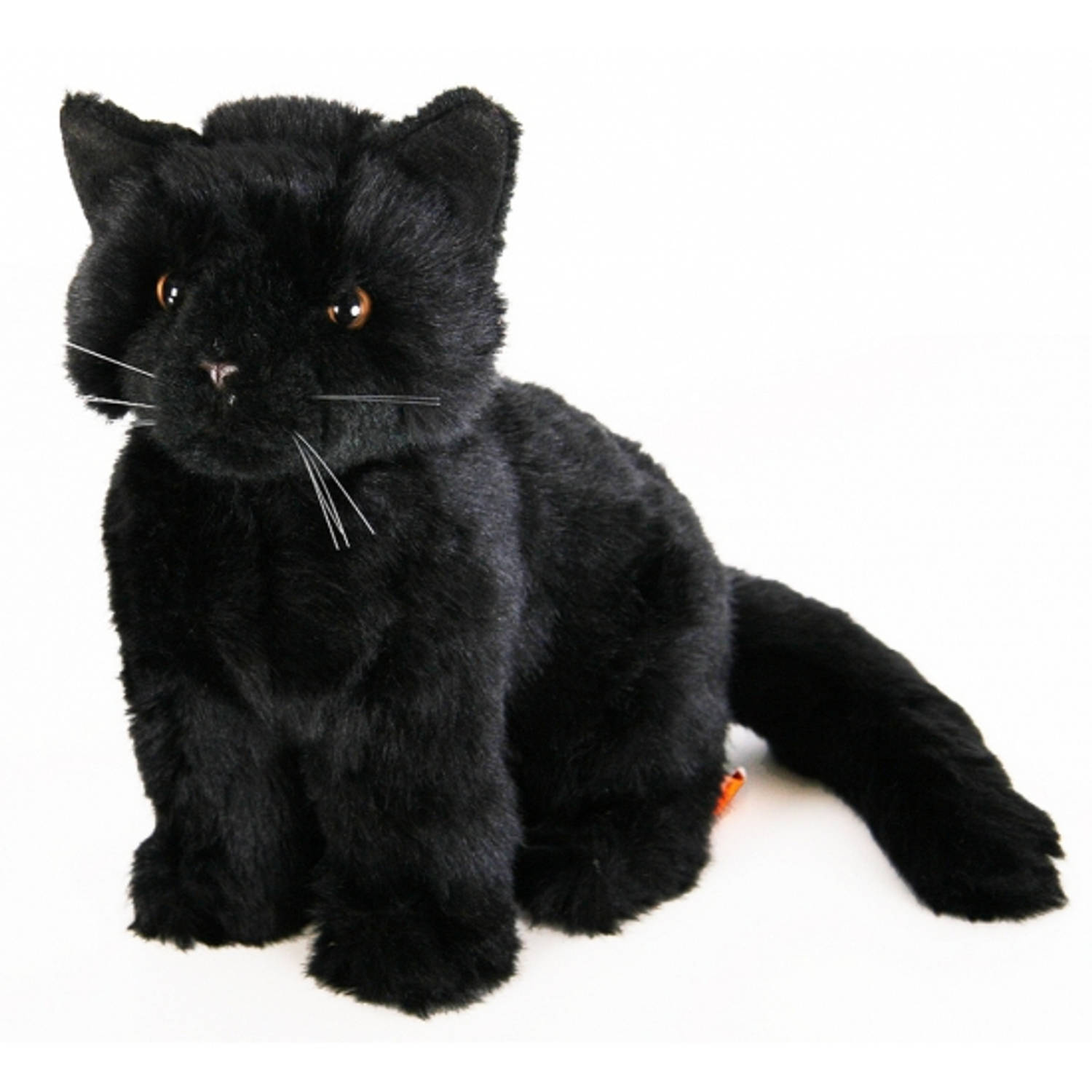 Pluche Zittende Knuffel Kat 20 Cm - Zwart