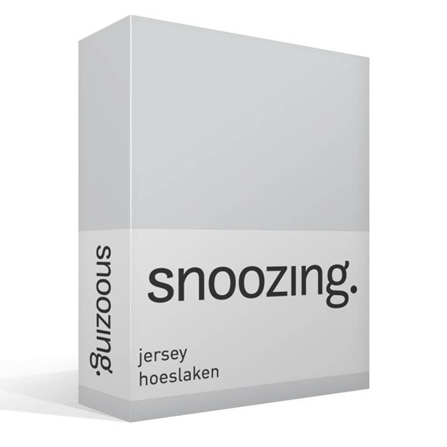 Snoozing Jersey Hoeslaken - 100% Gebreide Jersey Katoen - 1-persoons (90x210/220 Cm) - - Grijs