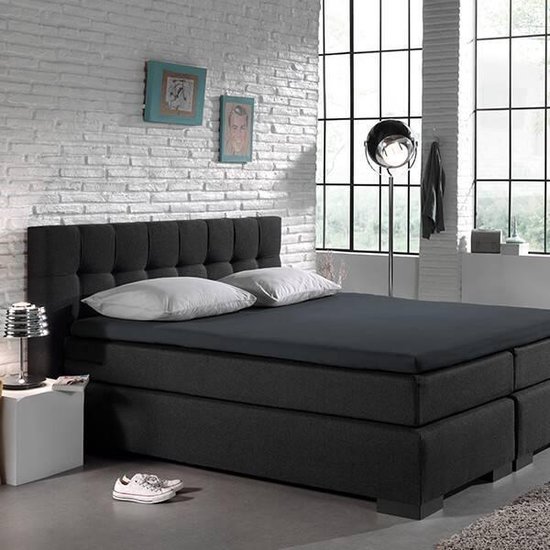 Home Care Splittopper Hoeslaken Cotton Antraciet-180 X 210 Cm - Grijs