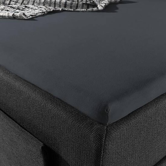 Home Care Splittopper Hoeslaken Cotton Antraciet-180 X 210 Cm - Grijs