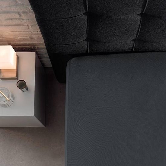 Home Care Splittopper Hoeslaken Cotton Antraciet-180 X 210 Cm - Grijs