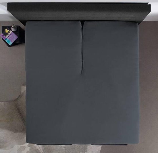 Home Care Splittopper Hoeslaken Cotton Antraciet-180 X 220 Cm - Grijs