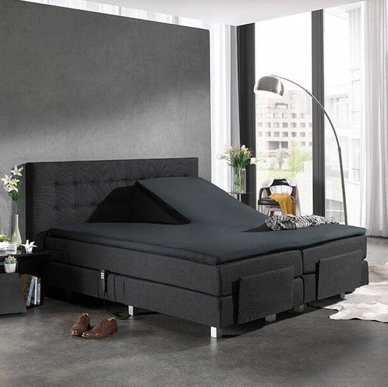 Home Care Splittopper Hoeslaken Cotton Antraciet-180 X 220 Cm - Grijs