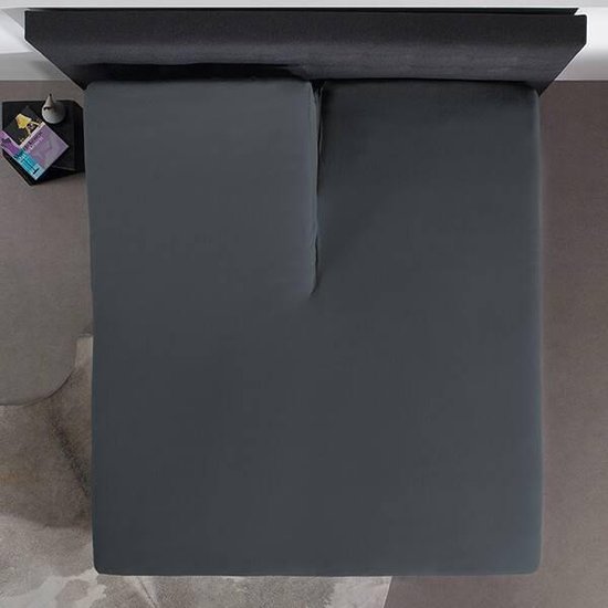 Home Care Splittopper Hoeslaken Cotton Antraciet-180 X 220 Cm - Grijs