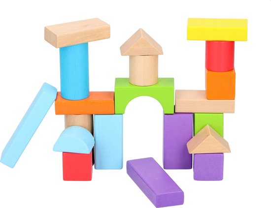 MaxiMondo Marionette Wooden Toys Loopwagen - Babywalker Met Houten Blokken - 23-delig - Beige