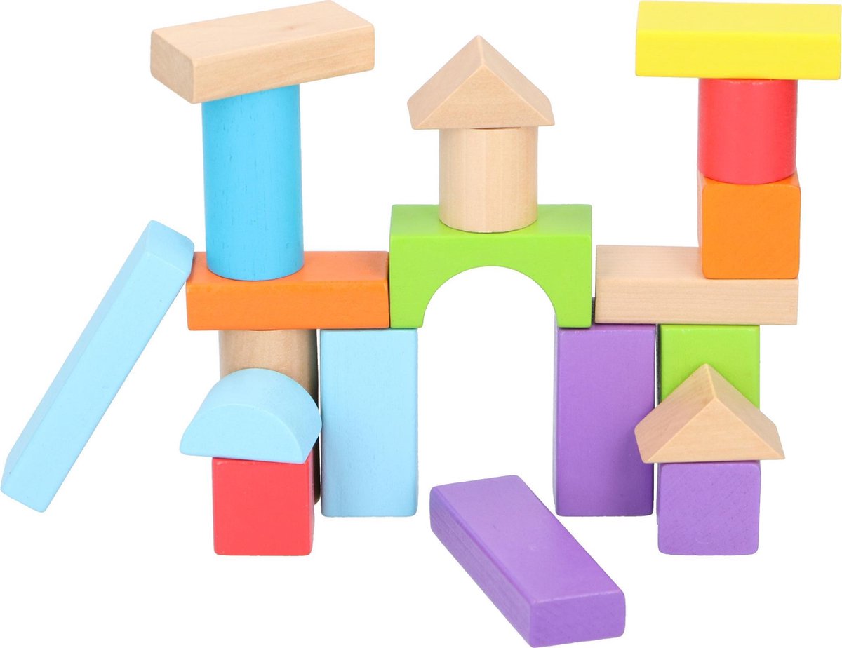 MaxiMondo Marionette Wooden Toys Loopwagen - Babywalker Met Houten Blokken - 23-delig - Beige