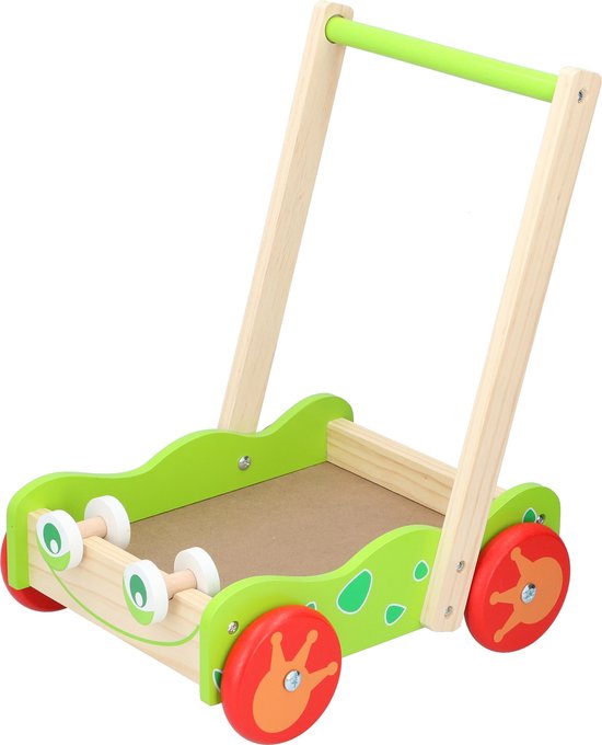 MaxiMondo Marionette Wooden Toys Loopwagen - Babywalker Met Houten Blokken - 23-delig - Beige