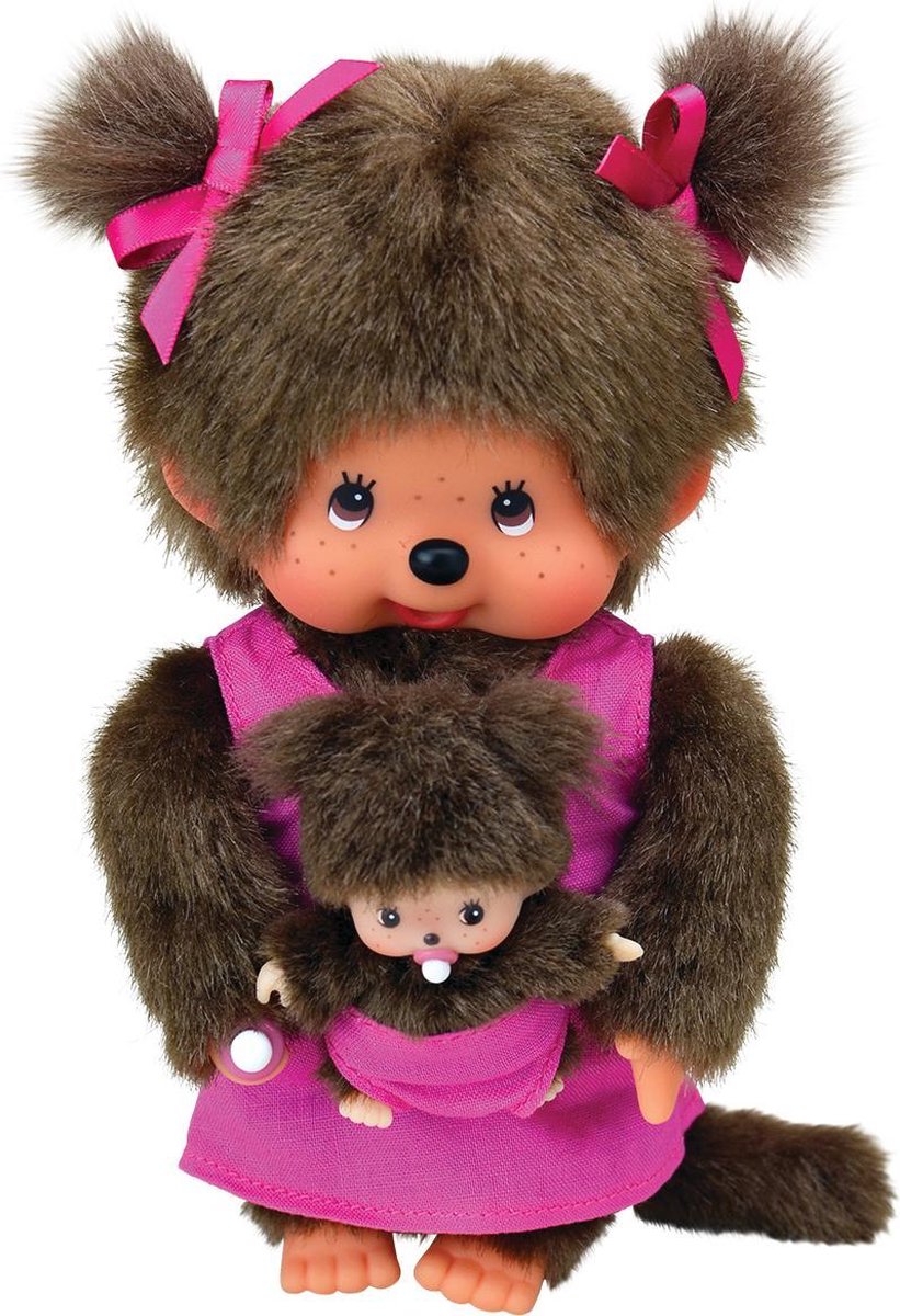 Monchichi Moeder En Baby - 20 Cm - Roze