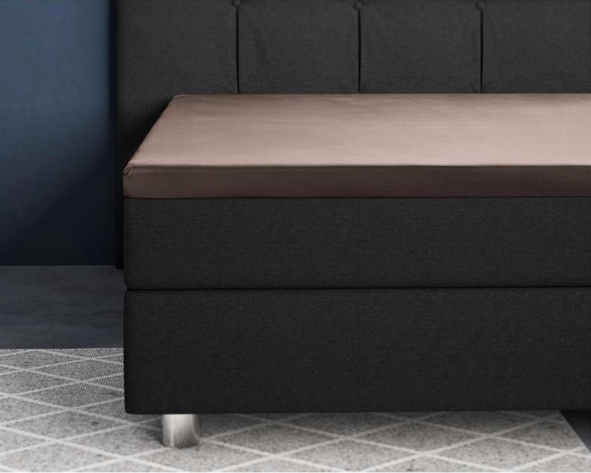 Primaviera Deluxe Topper Hoeslaken Satijn - Taupe 160 x 220 cm