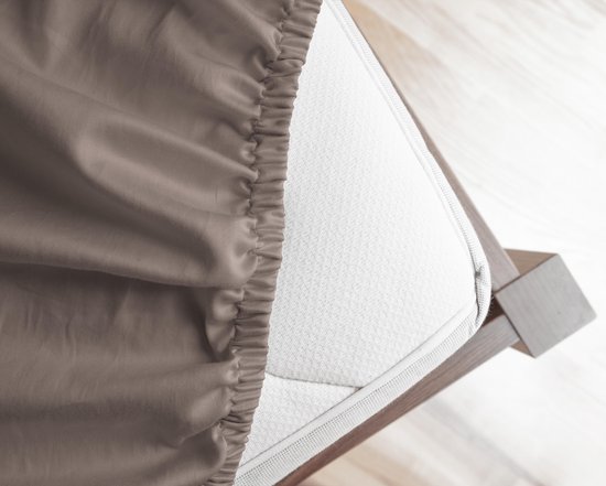 Primaviera Deluxe Topper Hoeslaken Satijn - Taupe 140 x 200 cm