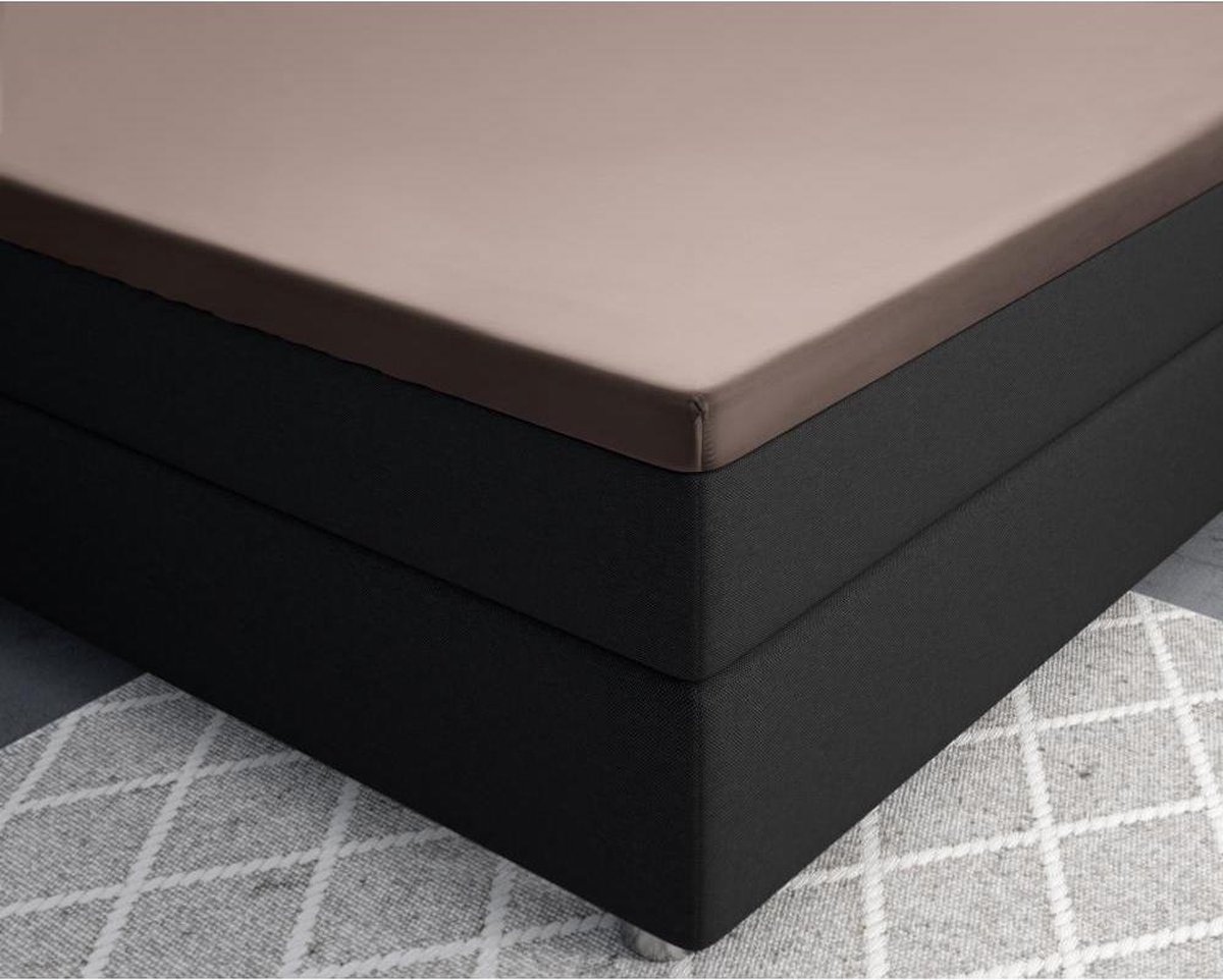 Primaviera Deluxe Topper Hoeslaken Satijn - Taupe 140 x 200 cm