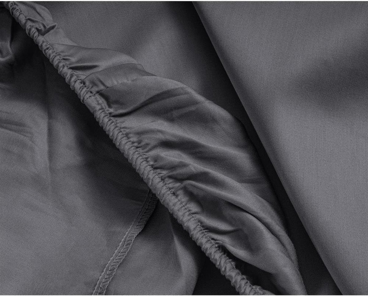 Primaviera Deluxe Topper Hoeslaken Satijn - Antraciet 90 x 220 cm