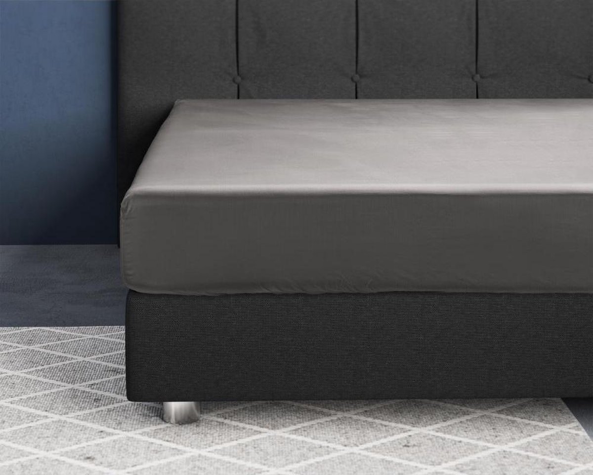Primaviera Deluxe Satijn Hoeslaken - 90 x 220 cm - Grijs