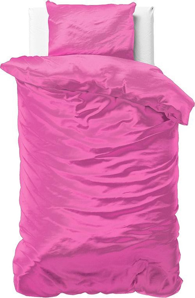 Sleeptime Satijn Geweven Uni - Hot Pink 1-persoons (140 x 220 cm + 1 kussensloop) Dekbedovertrek - Roze