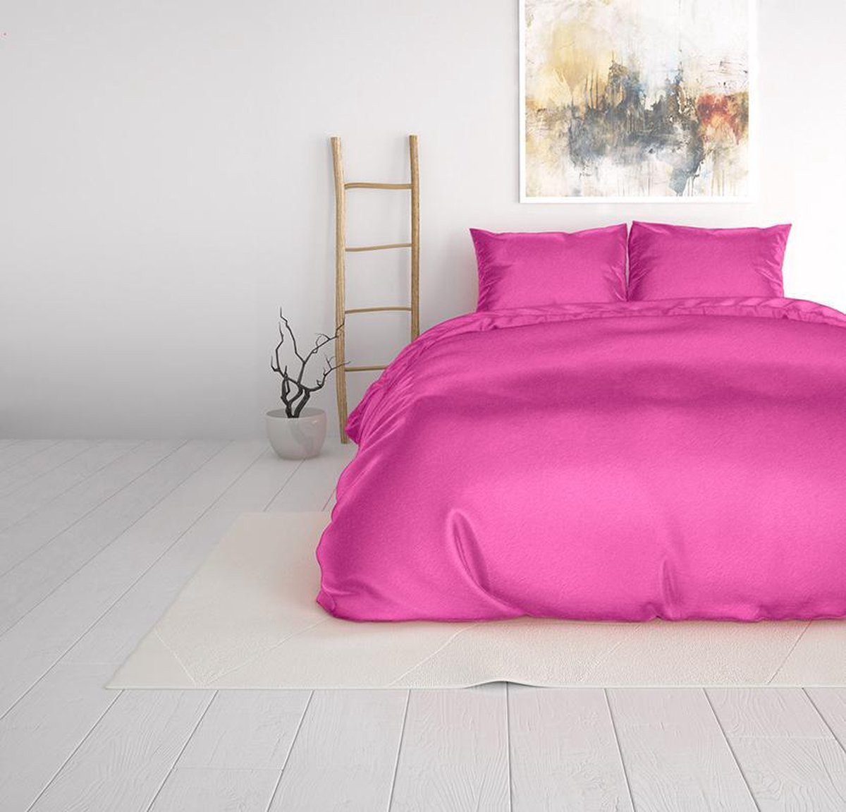 Sleeptime Satijn Geweven Uni - Hot Pink 1-persoons (140 x 220 cm + 1 kussensloop) Dekbedovertrek - Roze