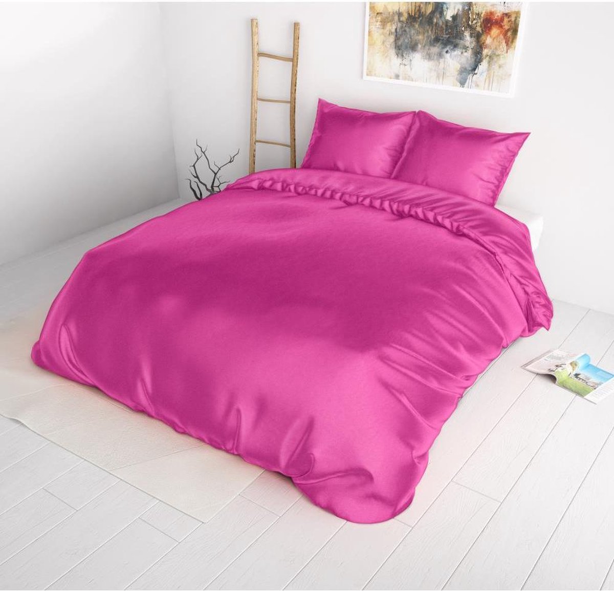Sleeptime Satijn Geweven Uni - Hot Pink 1-persoons (140 x 220 cm + 1 kussensloop) Dekbedovertrek - Roze