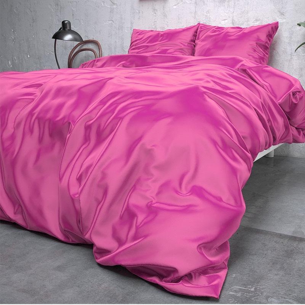 Sleeptime Satijn Geweven Uni - Hot Pink 1-persoons (140 x 220 cm + 1 kussensloop) Dekbedovertrek - Roze