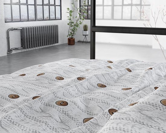 Sleeptime Buttons - Verwarmend Flanel Lits-jumeaux (240 x 200/220 cm + 2 kussenslopen) Dekbedovertrek - Grijs