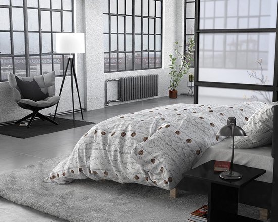 Sleeptime Buttons - Verwarmend Flanel 2-persoons (200 x 200/220 cm + 2 kussenslopen) Dekbedovertrek - Grijs